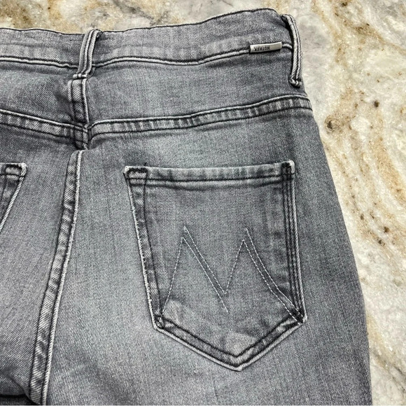 MOTHER The Swooner Ankle Zip Skinny Jeans Stretch Denim Static Light Grey Wash - Picture 14 of 15